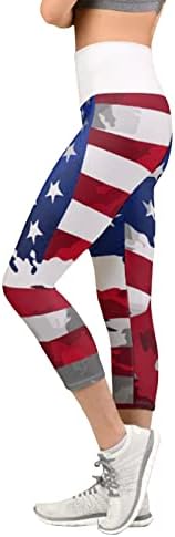 חותלות 4 ביולי לנשים מותניים גבוהות דגל אמריקאי דגל עפרונות דקיקים מכנסיים כושר אימון אתלטי קל משקל