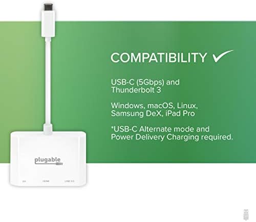 Dock USB C Mini ניתן לחיבור עם HDMI, USB 3.0 וטעינה עוברת תואמת לתואם לשנת 2018 iPad Pro, 2018