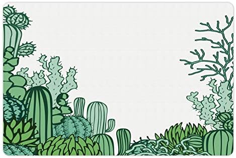 מחצלת לחיות מחמד של קקטוס אמבסון למזון ומים, צמחי קקטוס שרבוט בנושא מדבר אריזונה, מלבן מחצלת