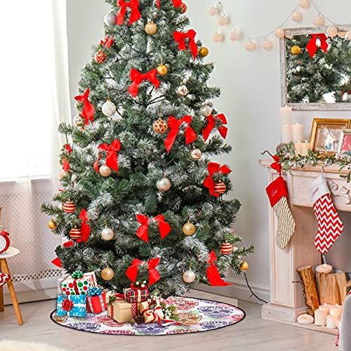 ViseSunny סגנון מופשט גולגולת צבעונית עץ חג המולד מחצלת עץ עץ מחצלת עץ חג המולד מגן רצפה סופג עץ עץ