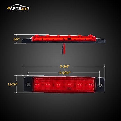 פרטסאם 20 3.8 אורות עמילות ענבר/אדום קרוואן משאית קרוואן משאית ואן מחווני סמן צד דקורטיביים, קו דק 3.8 6