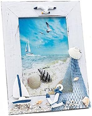מסגרת תמונה ים תיכונית מסגרת תמונה מעץ מחזיק מסגרת צילום מעץ לחוף ימי ביתי ביתי קפה קפה קישוט