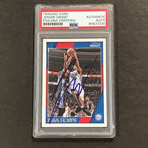 -17 Panini NBA Hoops 162 Jerami Grant Card חתום Auto PSA Slabbed Nuggets - כדורסל קלפים עם חתימה