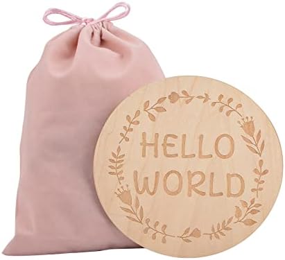אורומה שלום עולם תינוק עץ כרטיס, 1 חתיכה עגול חודשי דיסק תינוק לידה הכרזה סימן עבור תינוק מקלחת ויילוד