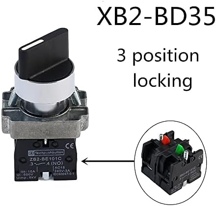 Bholsa XB2-BD21 XB2-BD33 2/3 עמדות 1N0/1NC & 1NO/2NO לנעול עצמיות/כפתור בורר רגע