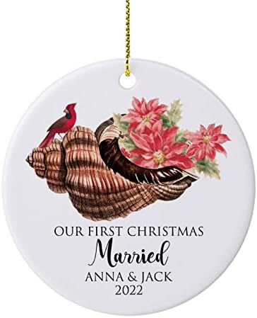 Ditooms ציפור אדומה קרדינל פרח חג המולד בהתאמה אישית עץ חג המולד קישוטים תלויים, צביעה מתזה עגול חג המולד