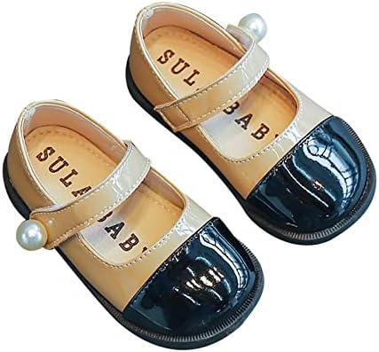בנות עור פרל עיצוב רך עגול כפול צבע עיצוב הבוהן נסיכת שמלת נעליים שטוחות(פעוט / נעליים קטנות עם גלגלים